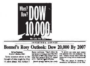 Newspaper clipping of When and How the Dow may hit 20,000 by 2007.